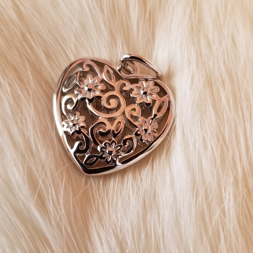 Sterling Silver Flowered Heart